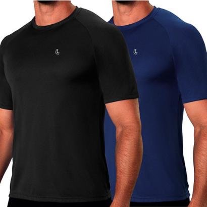 Kit 2 Camisetas Lupo Masculina Dry Macia Confortável Térmica Academia Corrida Beach Tennis Fitness Preto Branco