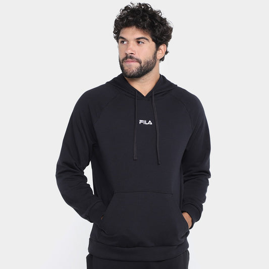 Blusa Moletom Fila Classic Com Capuz Masculina - Preto