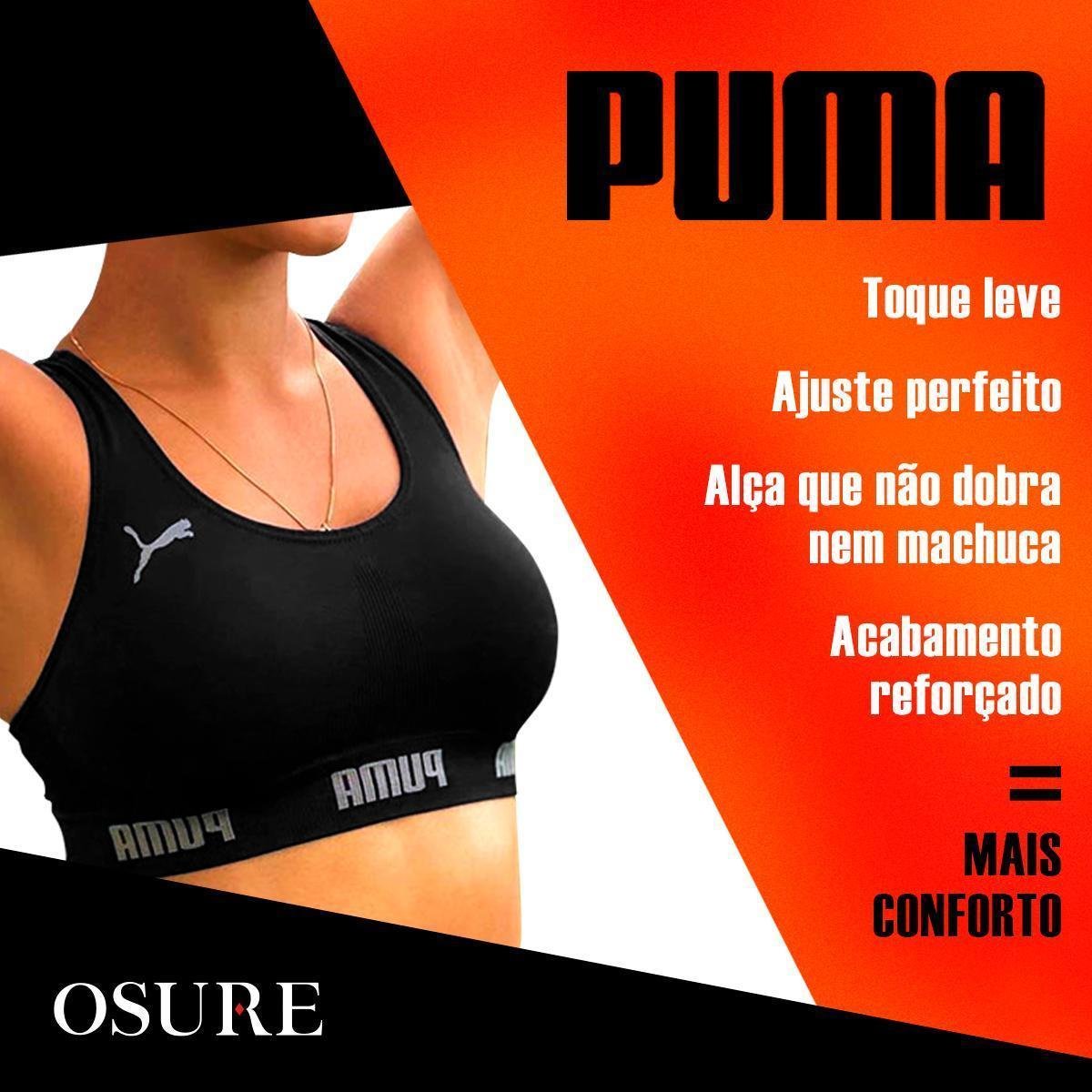 Kit 2 Tops Puma Feminino Nadador Sem Costura Alta Sustentação Academia Fitness